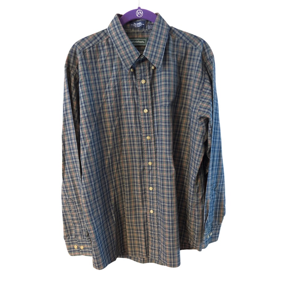 Carl Michaels Nor'easter Mens Large Plaid Button Down Shirt Long Sleeve